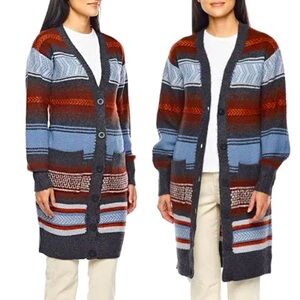 A.N.A Womens Long Sleeve Button Down Striped Grandpa Cardigan Sweater EUC 1X
